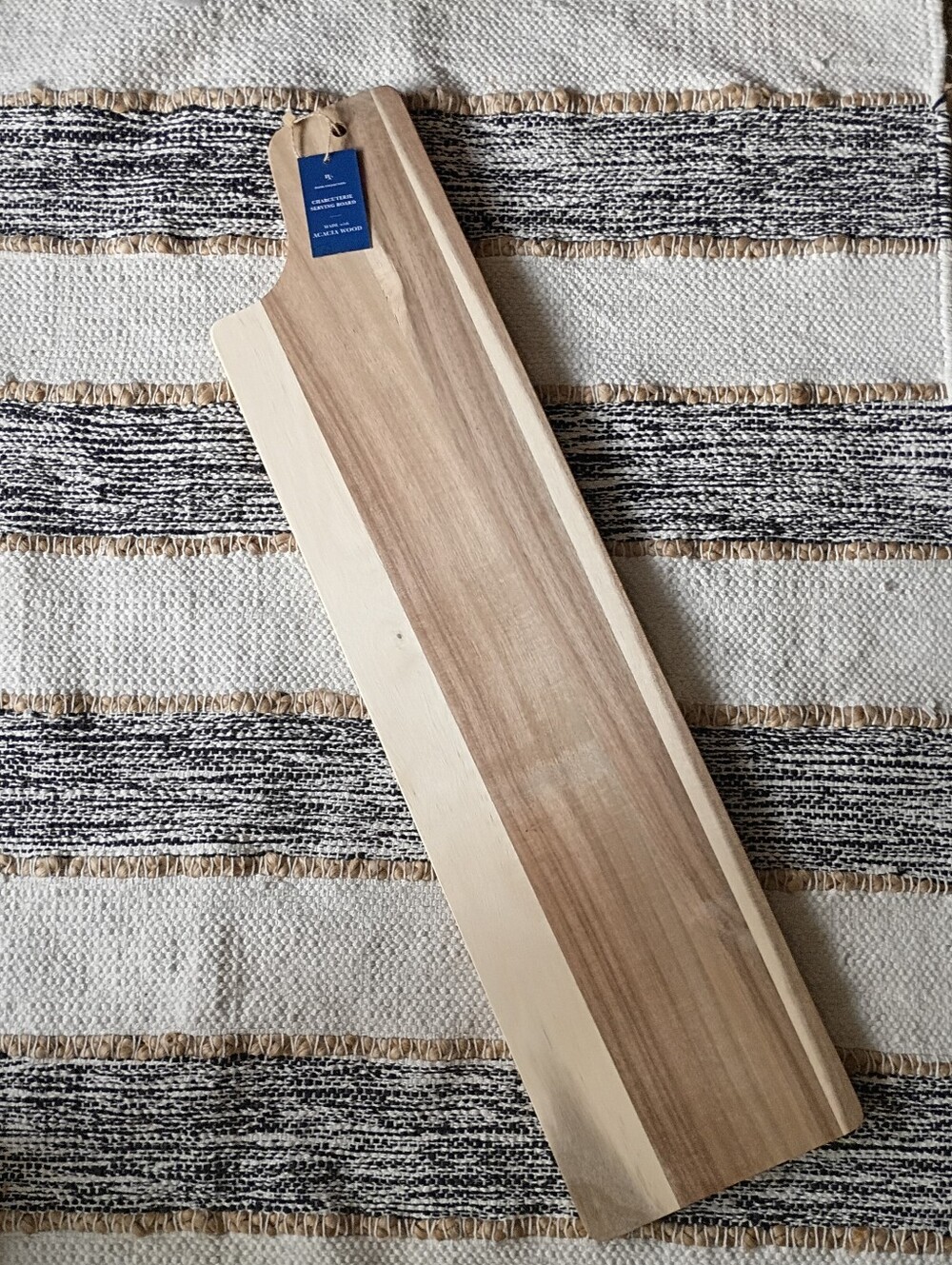 28" Acacia Wood Charcuterie Serving Cutting Board with Hanging Hole -